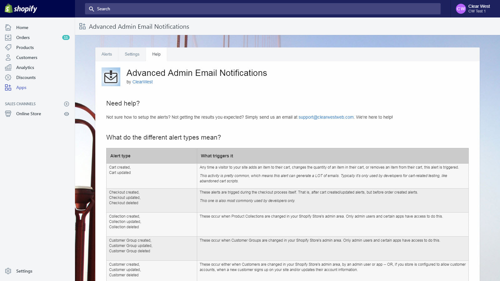 Advanced Admin Email Alerts Screenshot