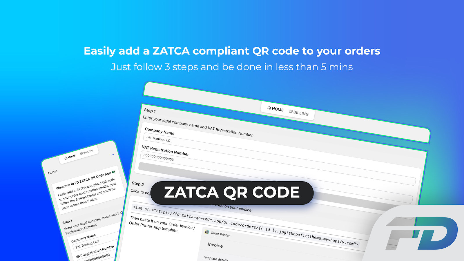Automatic ZATCA / Fatoora compliant QR code for your orders