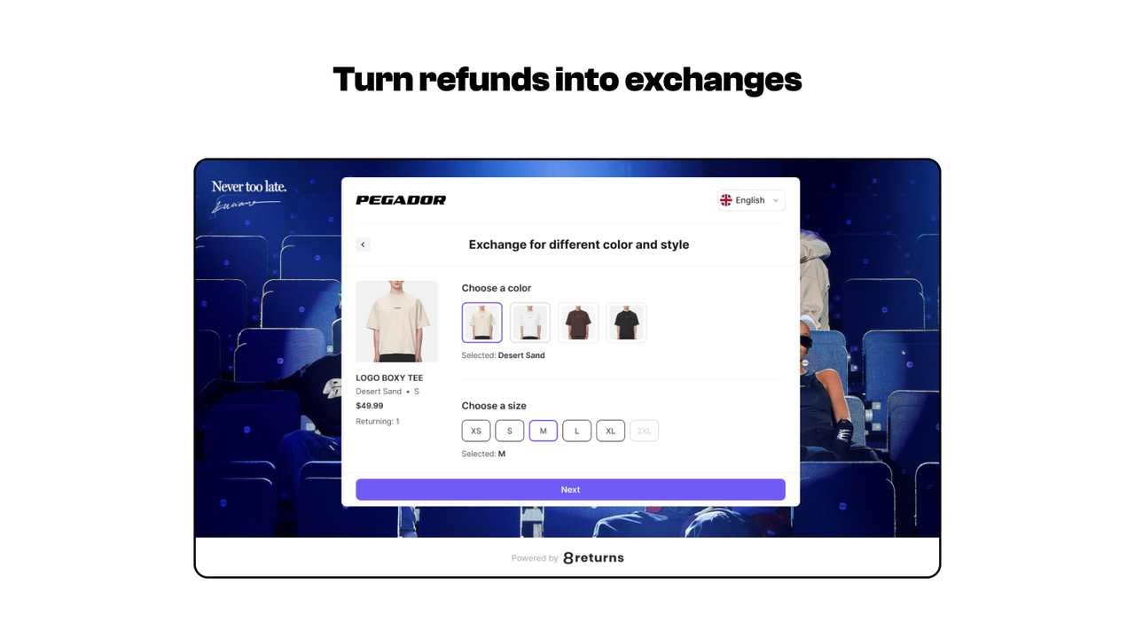 Exchange returned items in the returns portal