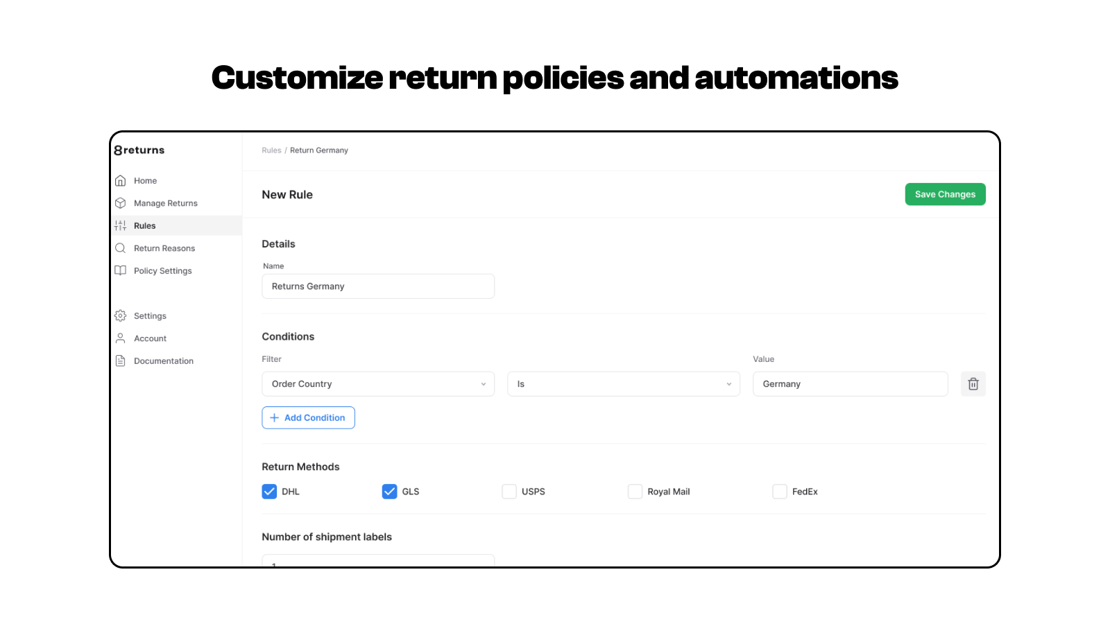 Flowchart of automated steps for processing returns