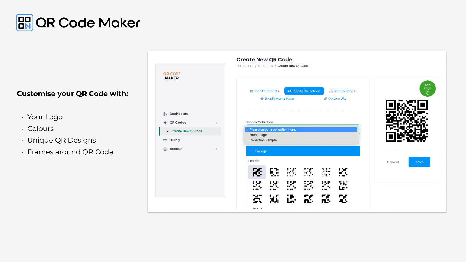 Pas QR-codeontwerp aan met de QR Code Maker Shopify App