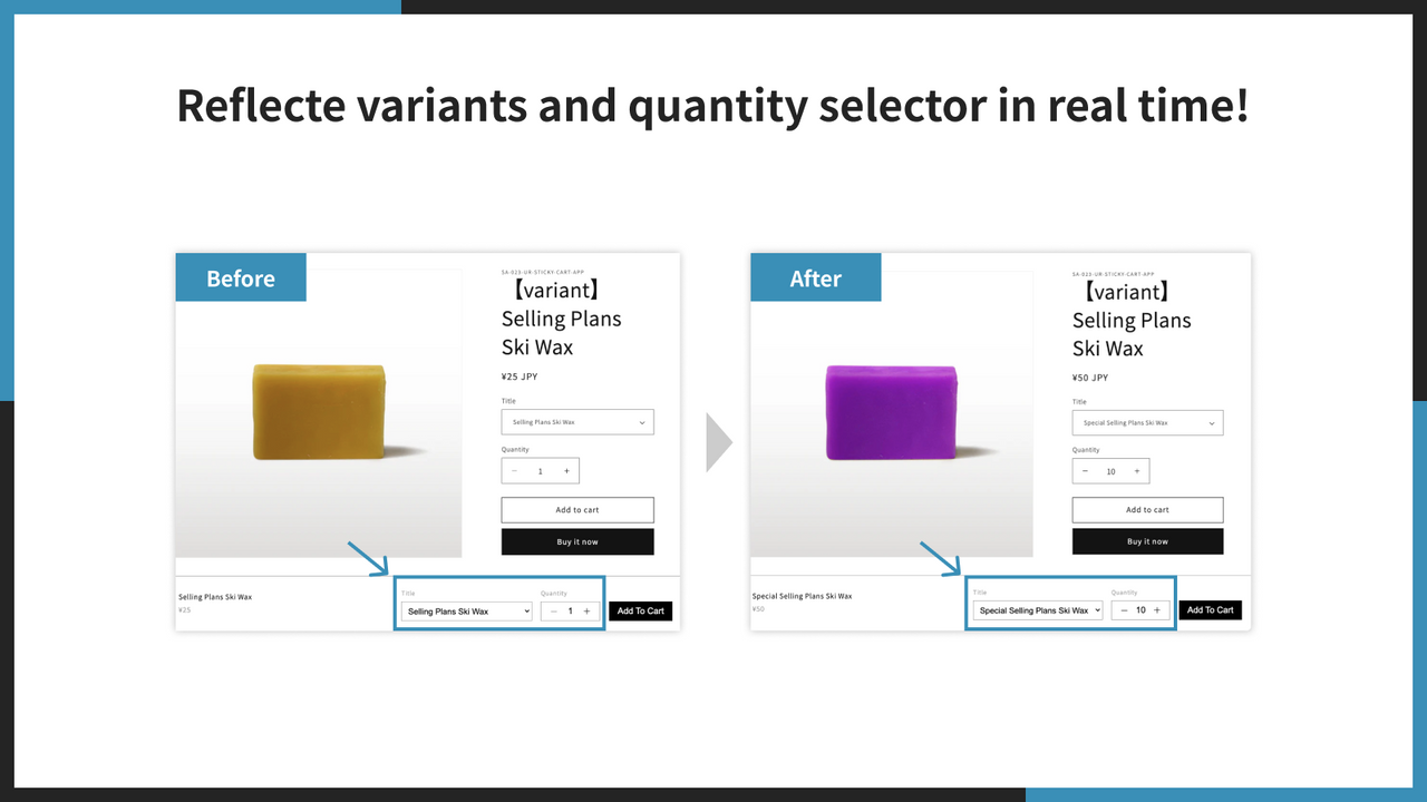 Reflete variantes e seletor de quantidade em tempo real!