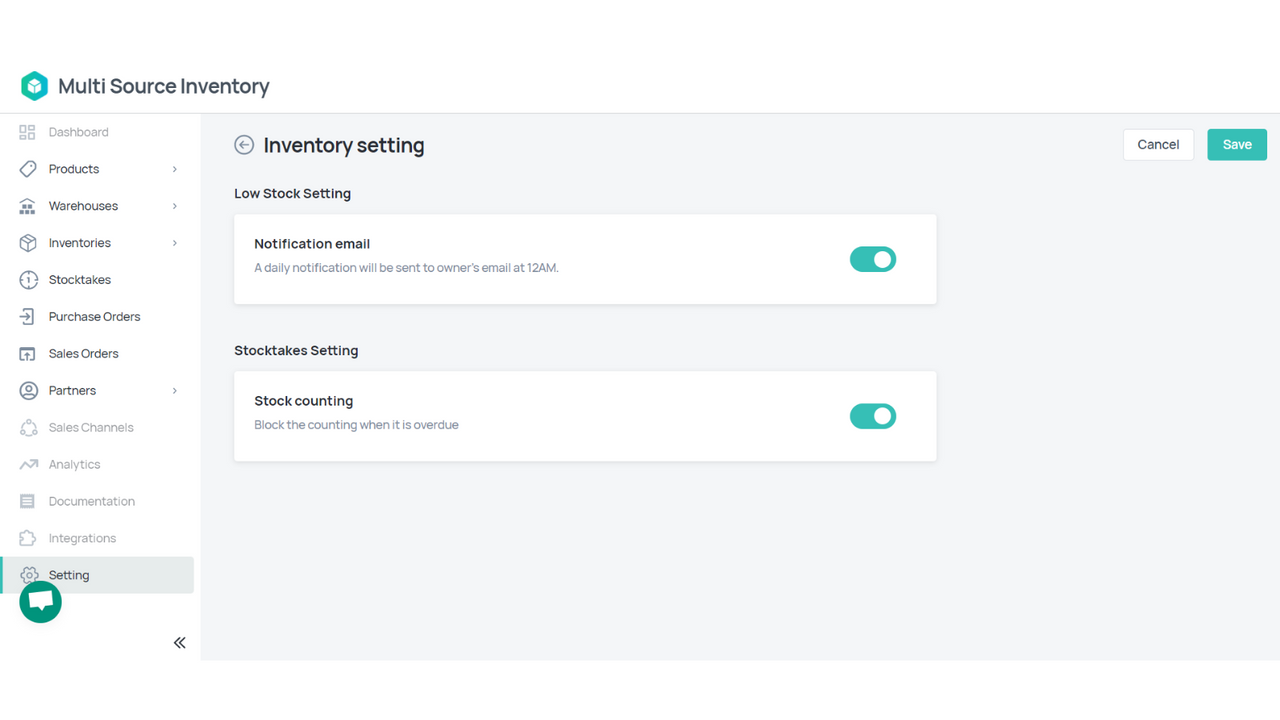 Configuración de inventario