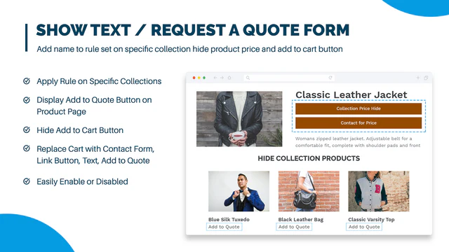 Add a get quote form to products to allow customers request a qu