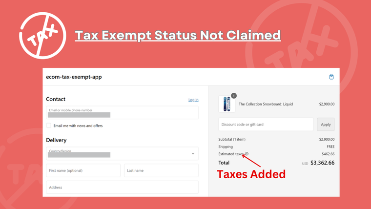 Ecom | Order Tax Exempt Screenshot