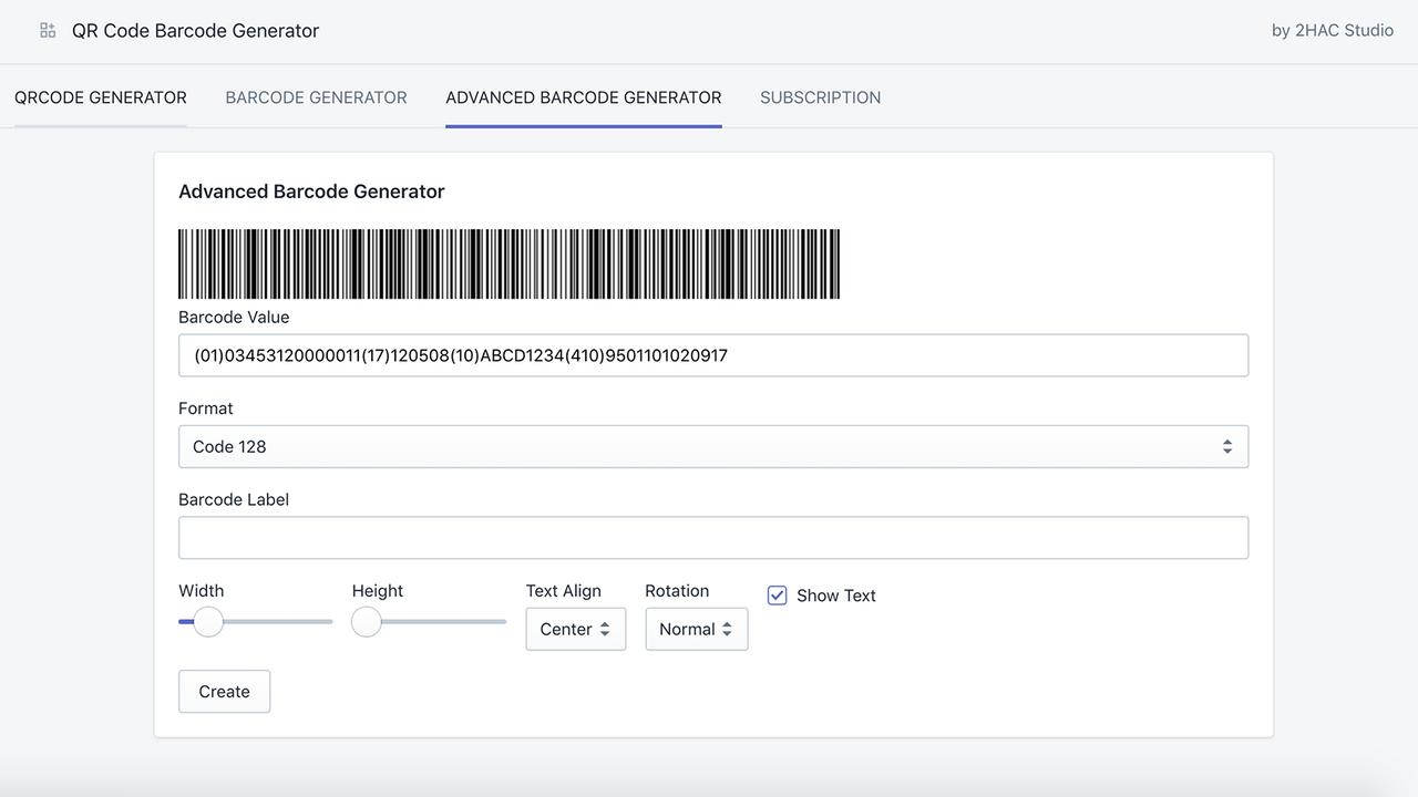 Erweiterter Barcode Generator