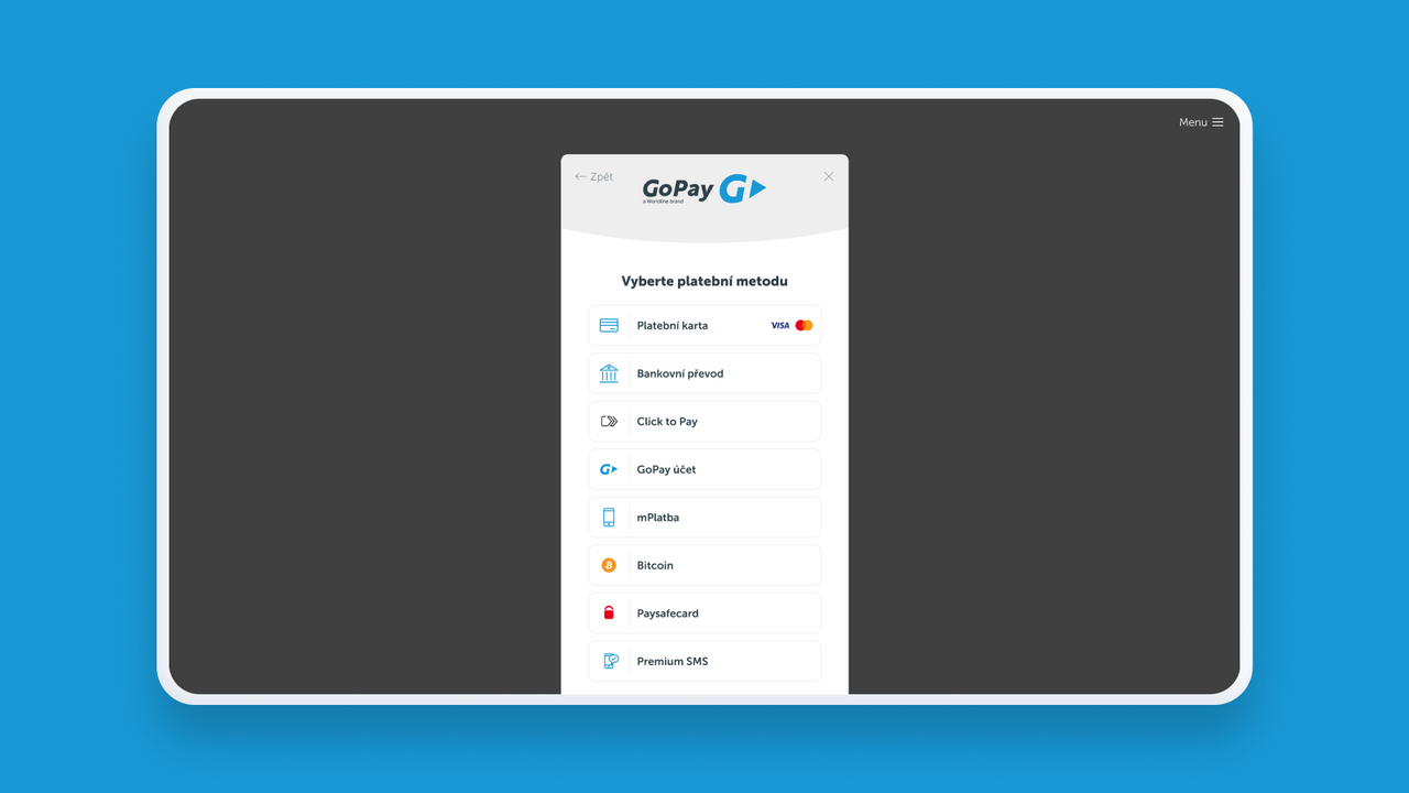 GoPay desktop payment methods
