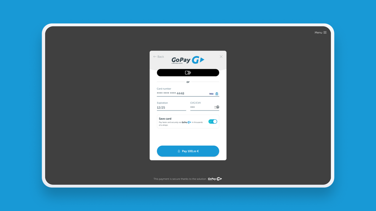 GoPay desktop card details