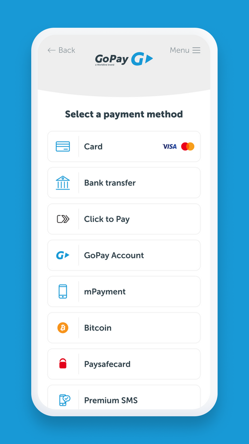 GoPay mobile payment methods