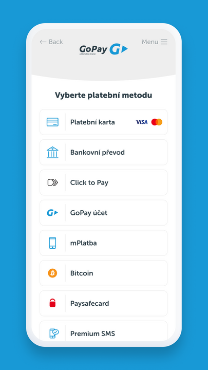 GoPay mobile payment methods