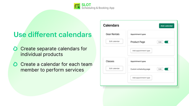 Crie calendários separados para produtos individuais