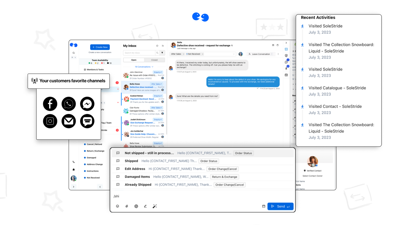 Toegang tot berichten via communicatiekanalen vanuit één inbox.