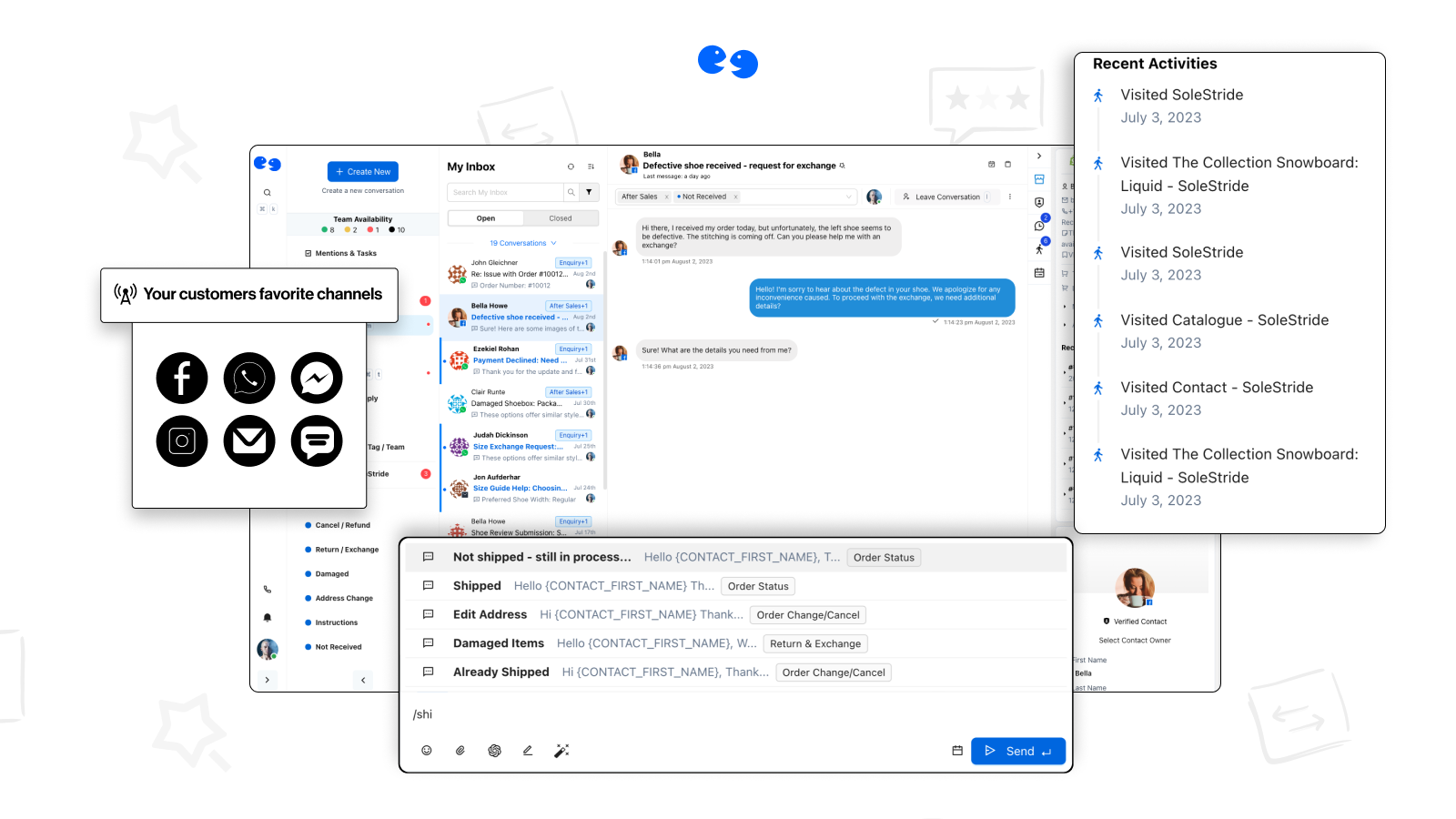 Toegang tot berichten via communicatiekanalen vanuit één inbox.