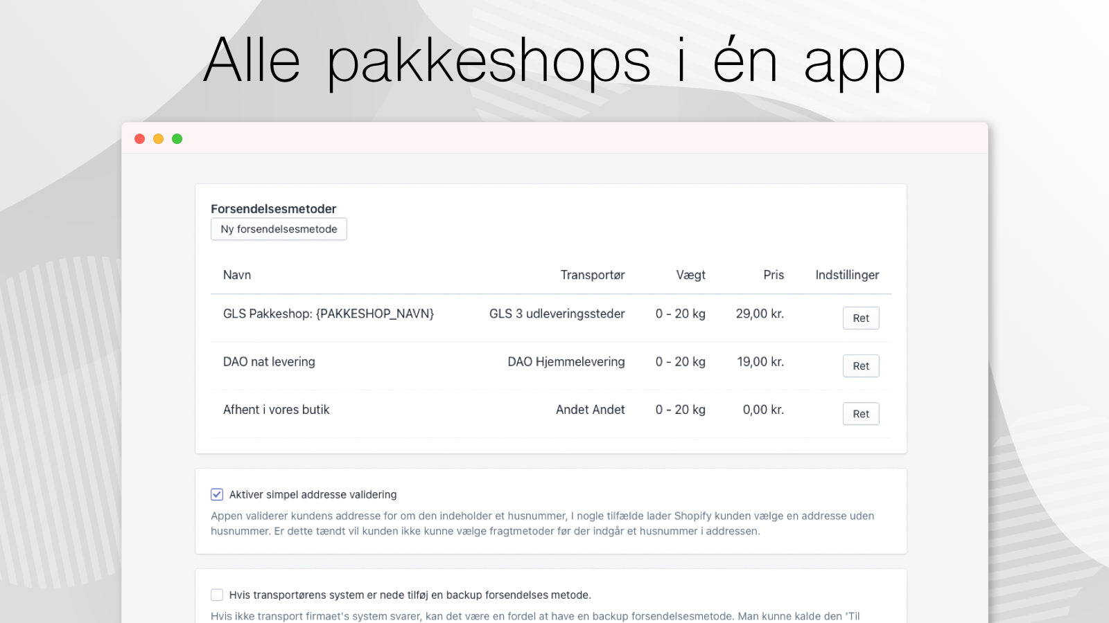 Pakkeshopper Screenshot