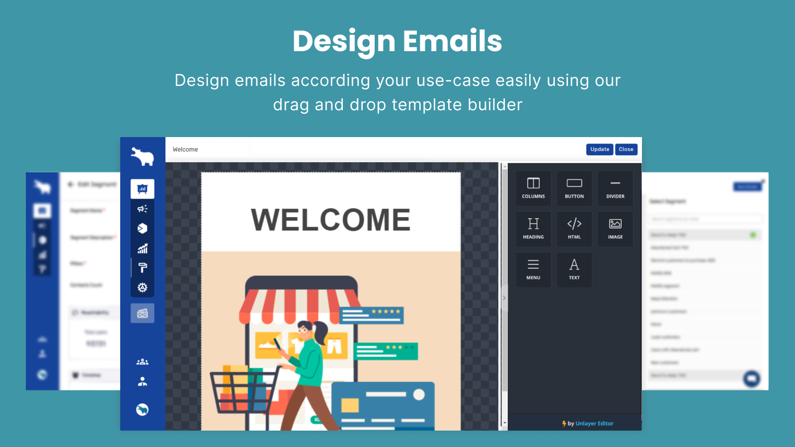 Design emails i henhold til dit brugsscenarie ved hjælp af skabelonbygger