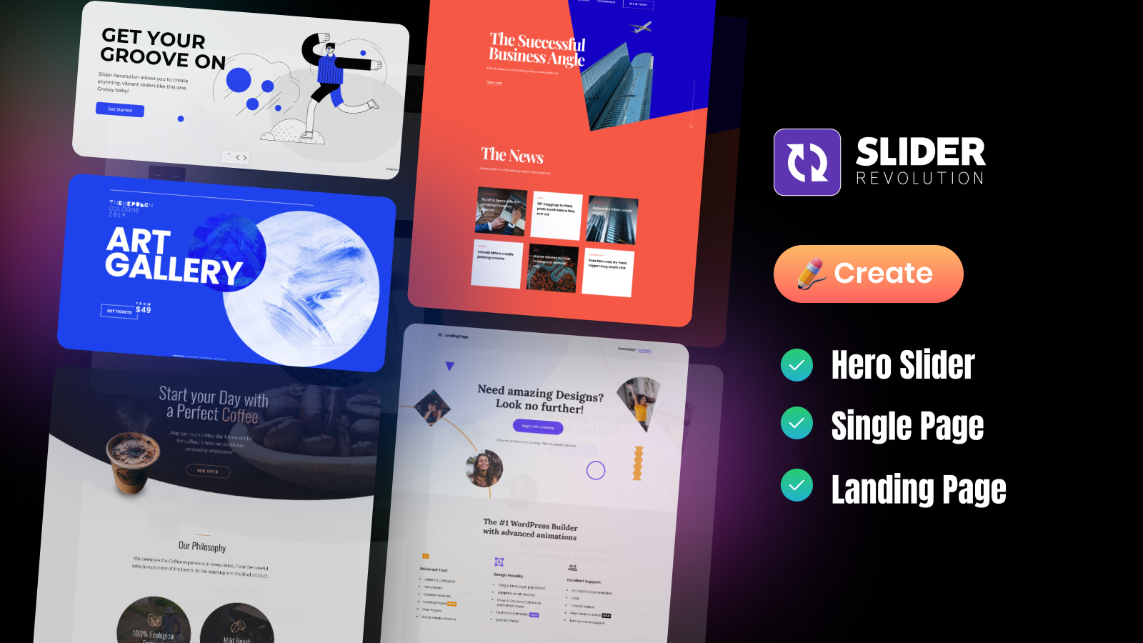 Maak image slider, hero, Single page, Landing page, carousel