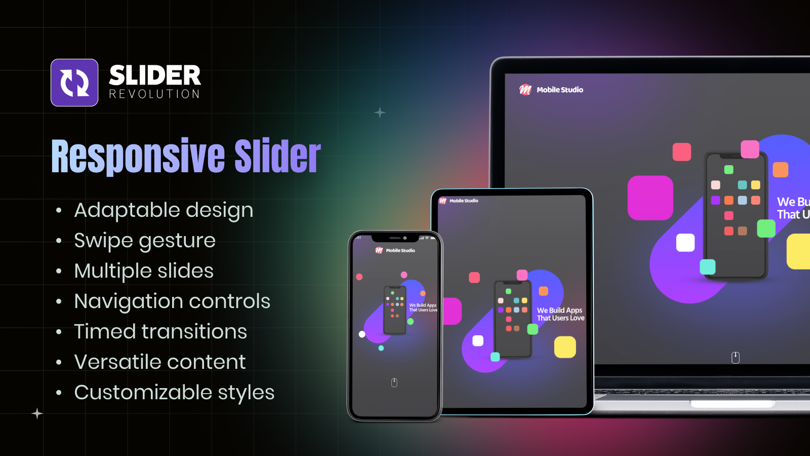 Fully responsive slider for mobile, tablet and desktop