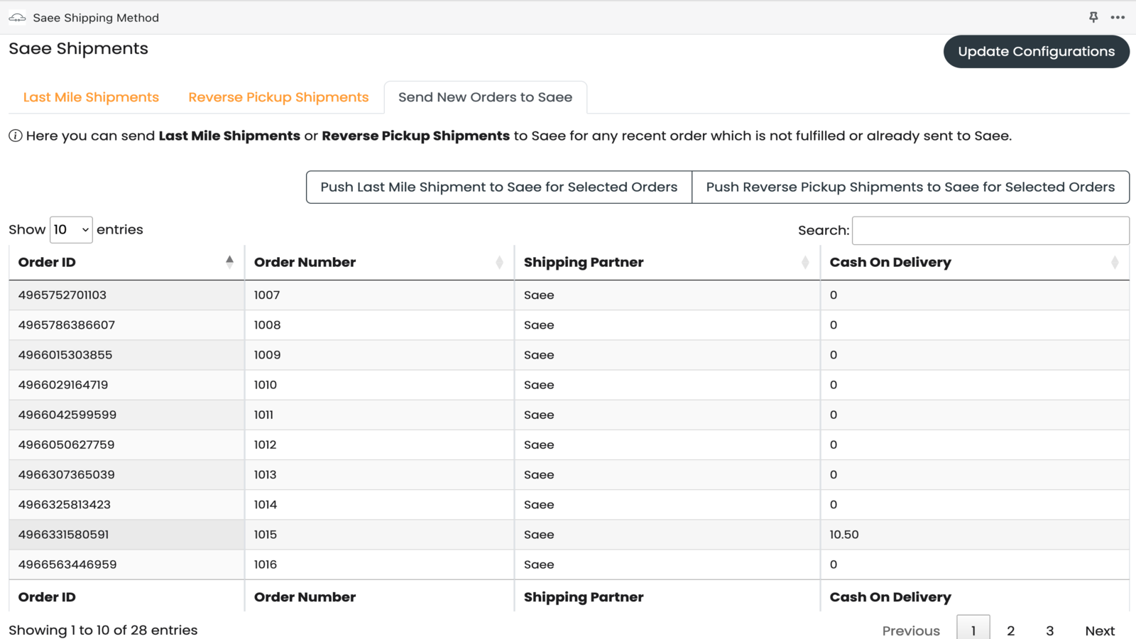 Saee Shipping Method Screenshot