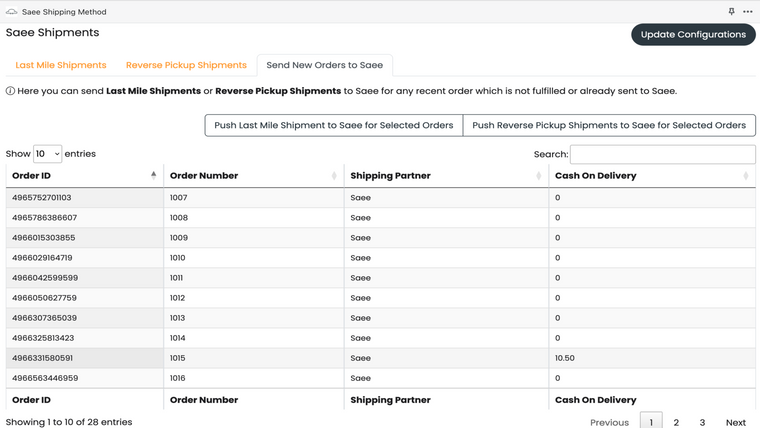 Saee Shipping Method Screenshot