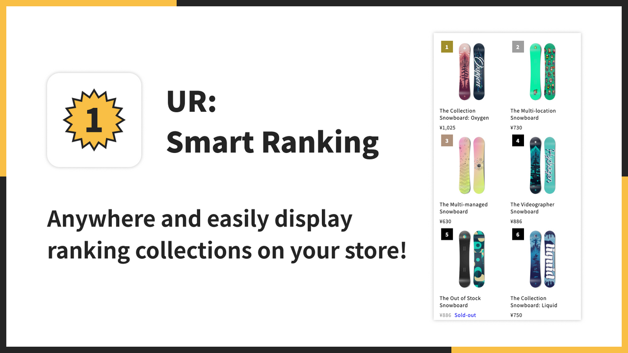 Anywhere and easily display ranking collections on your store!