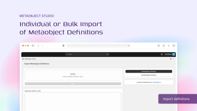 Bulk eller individuel import af Metaobjekt Definition