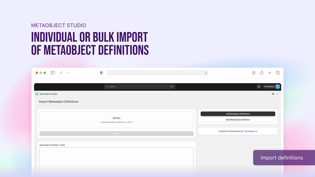 Importation Individuelle et en Vrac de Définitions de Metaobjets