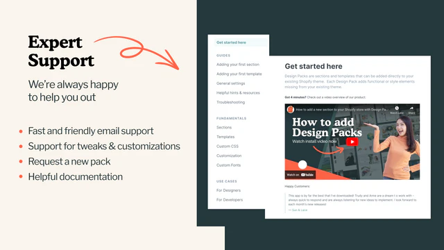Expert Support - explaining all the ways to reach Design Packs