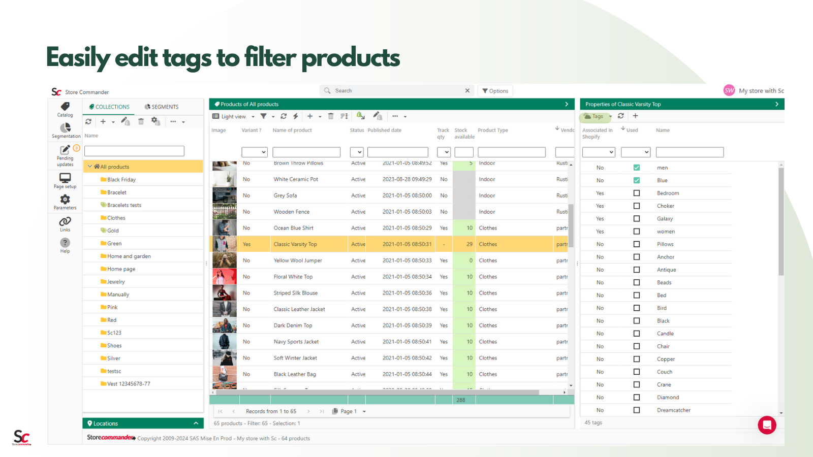 Easily edit Tags to filter products
