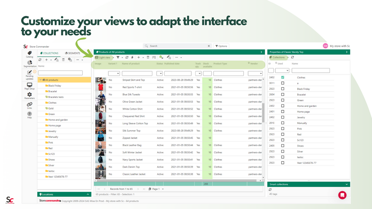 Personalize suas visualizações para adaptar a interface às suas necessidades