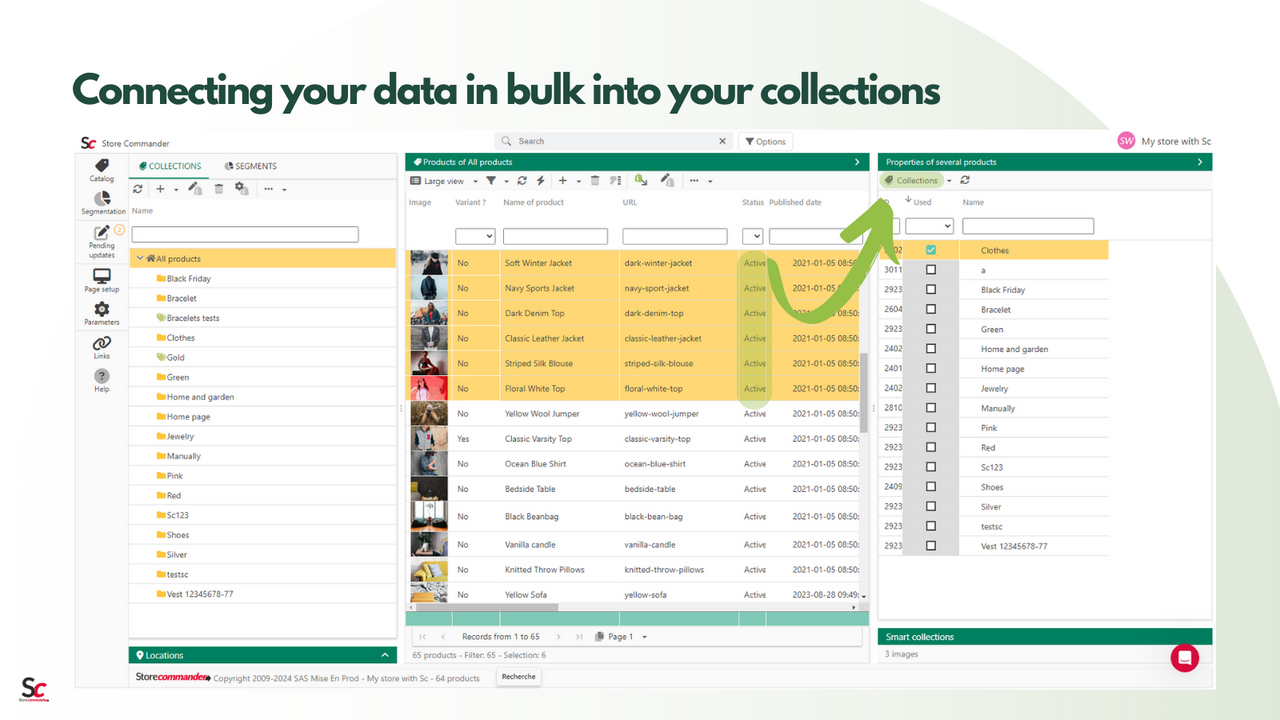 Tilslut dine data i bulk til dine samlinger med få klik