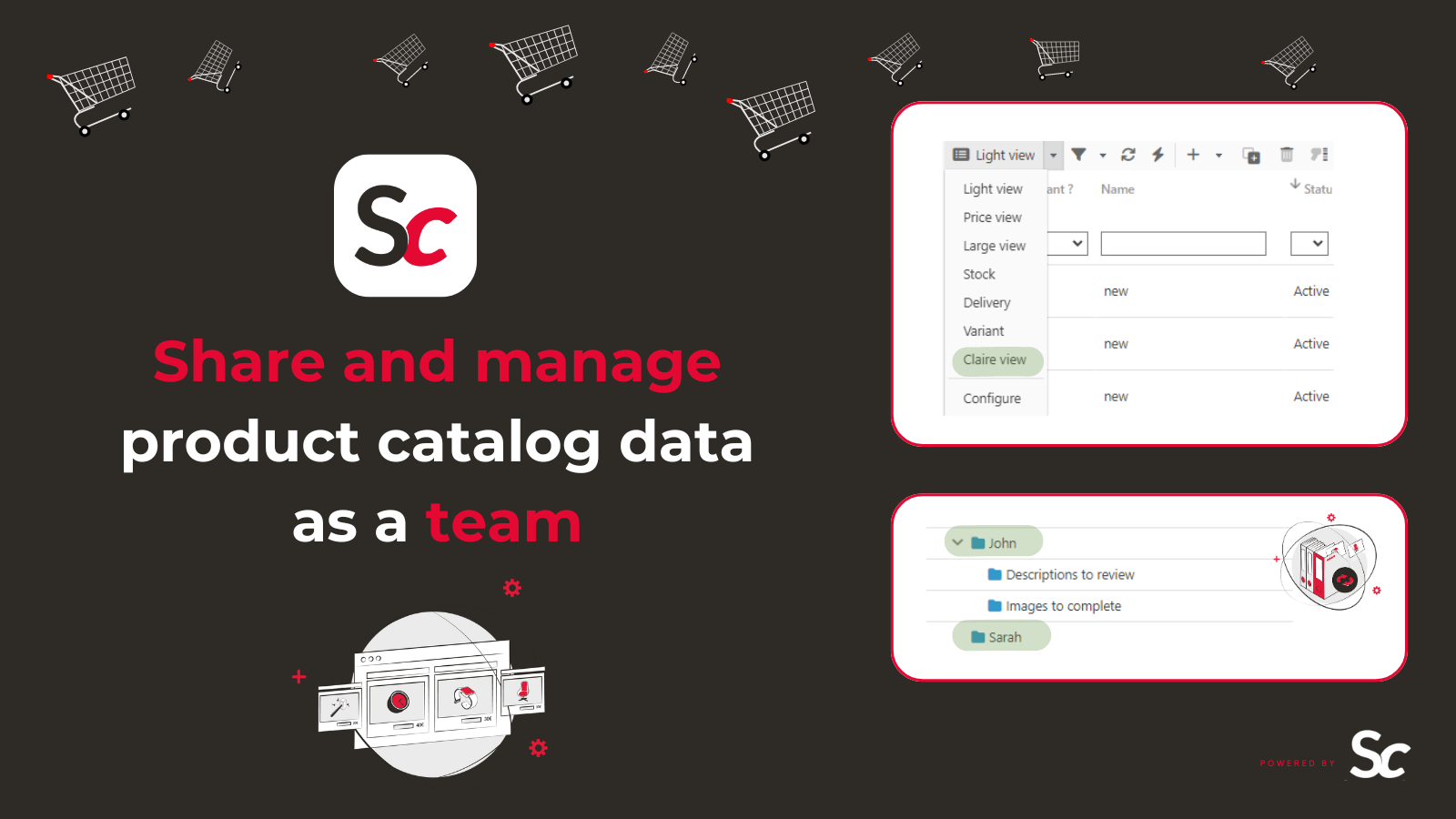 Compartilhe e gerencie dados do catálogo de produtos em equipe