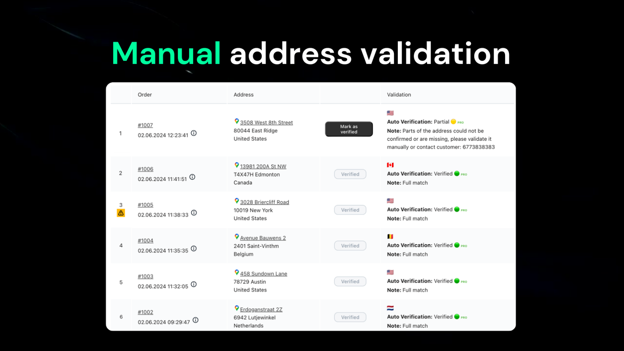Shopboss - validation manuelle d'adresse