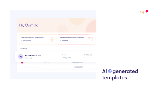 En skärmdump av instrumentpanelen för Certainly Shopify App.