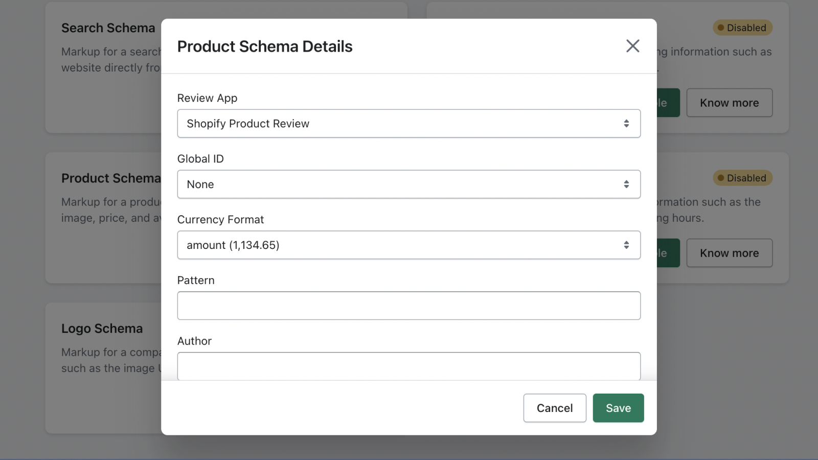 Product schema