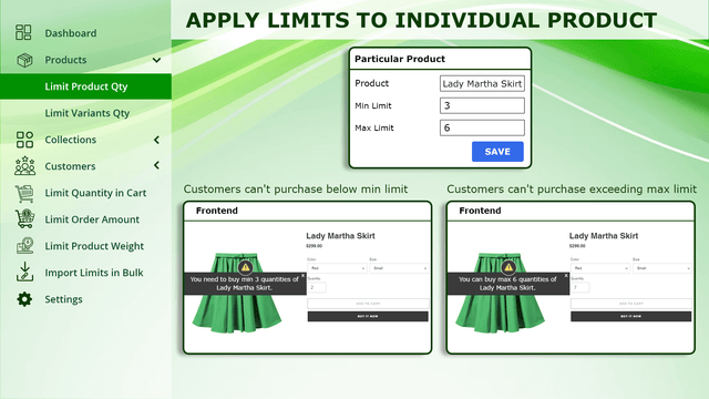 Appliquez des limites à un produit spécifique