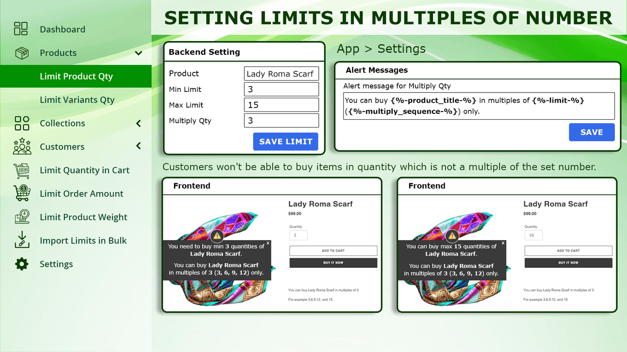 Estableciendo límites en múltiplos de un número