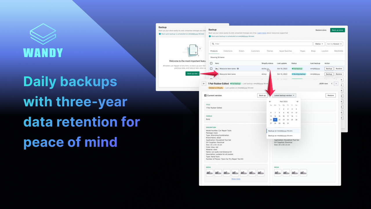 Backup your store data in 1-click