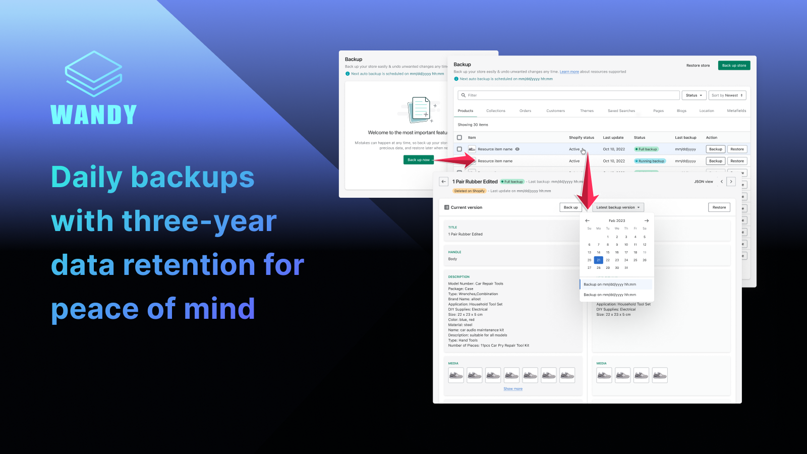 Backup your store data in 1-click