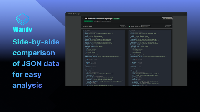 Side-by-side comparison of JSON data for easy analysis