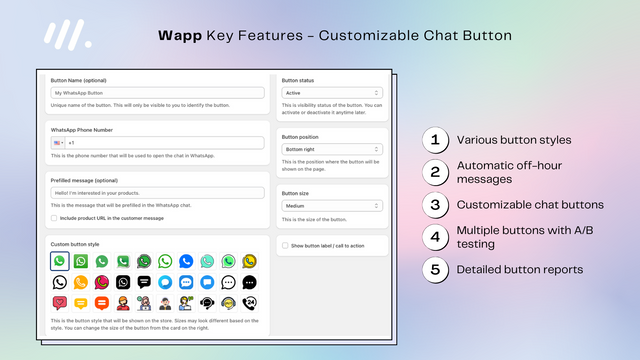 Wapp - Botón de Chat de WhatsApp y recuperación de carritos abandonados