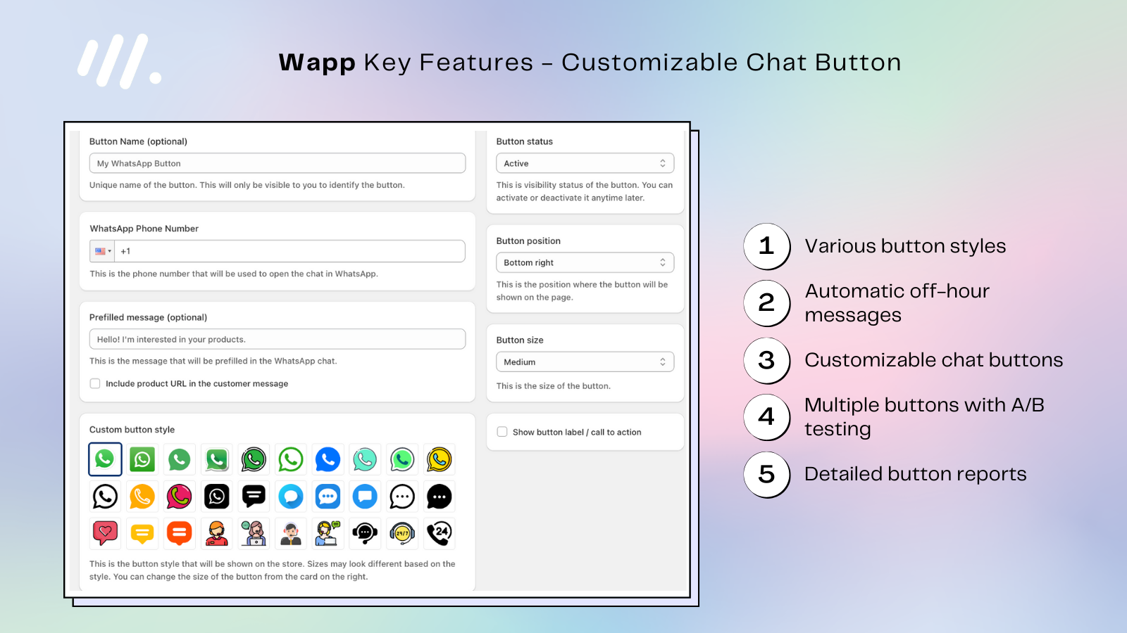 Wapp - Botão de Chat do WhatsApp e recuperação de carrinho abandonado