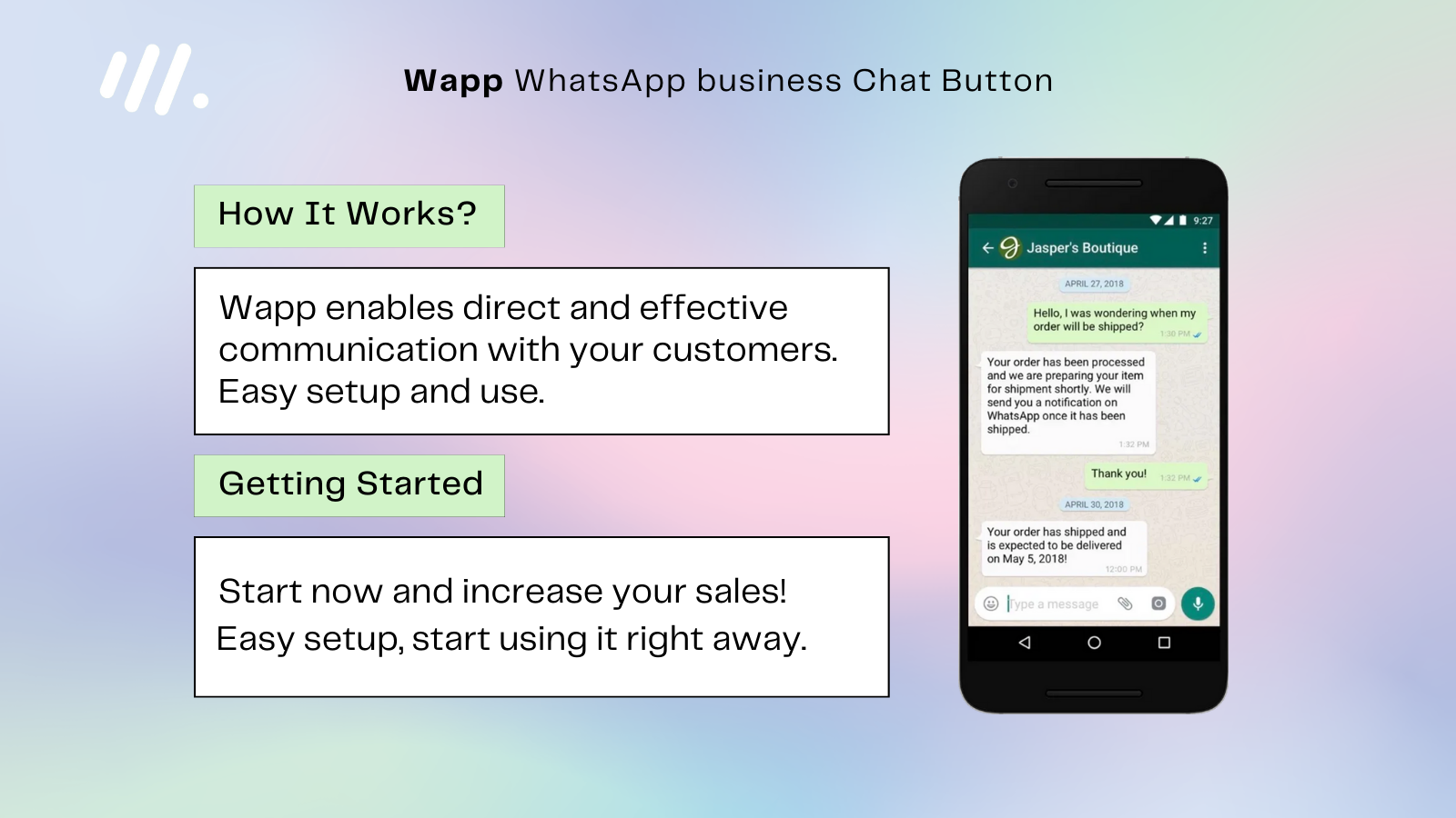 Wapp - WhatsApp Chat Knap & genvinding af forladt indkøbskurv