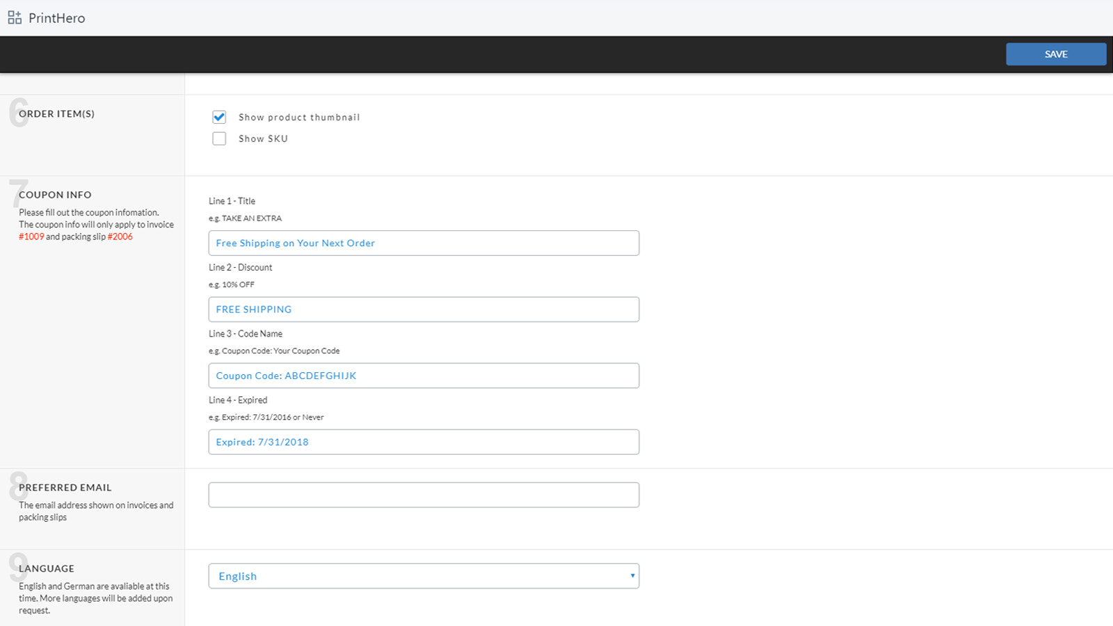 PrintHero management console 2