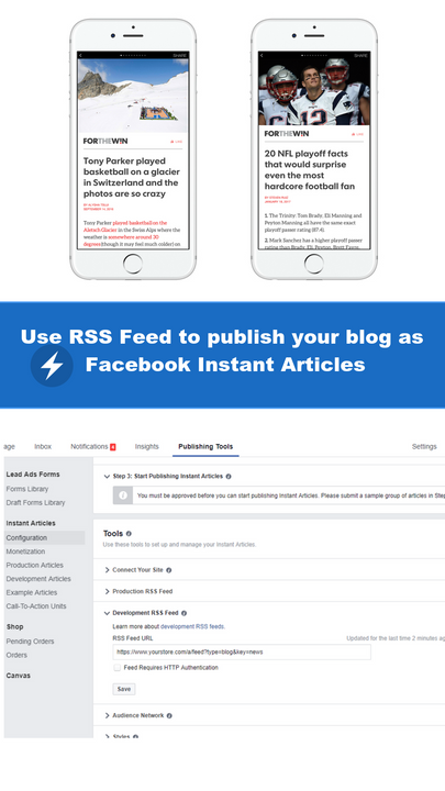 Brug RSS Feed til at offentliggøre din blog som Facebook Instant Articles