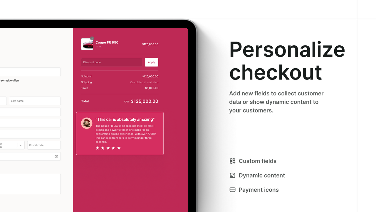 Personliggør checkout