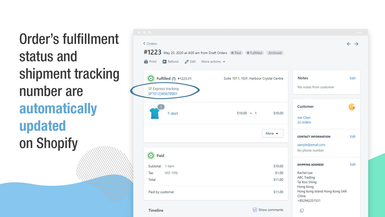 Bestelstatus en verzendtracking nr. worden automatisch bijgewerkt