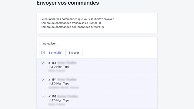 Visualisez vos commandes prêtes à être exportées