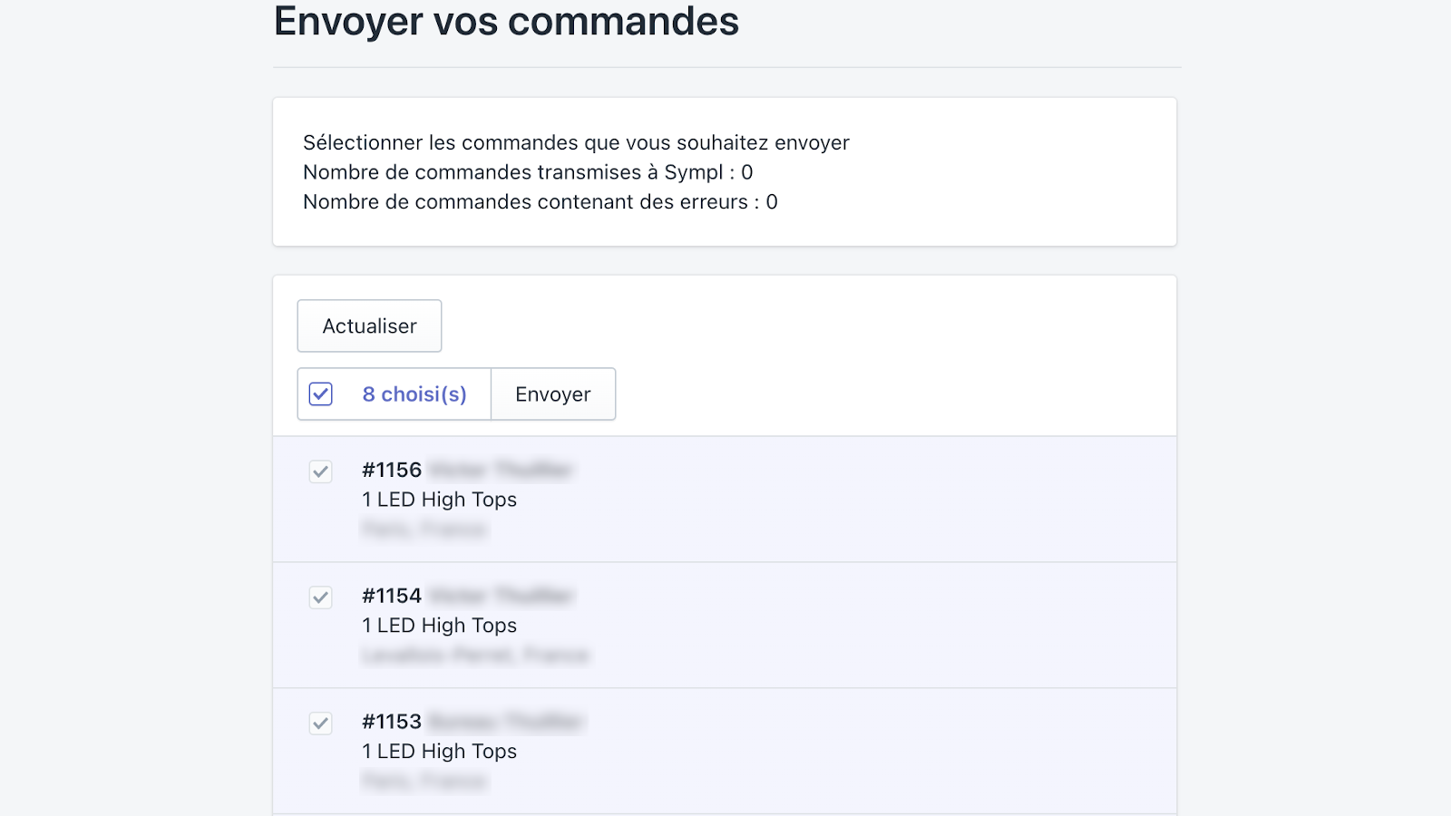 Visualisez vos commandes prêtes à être exportées