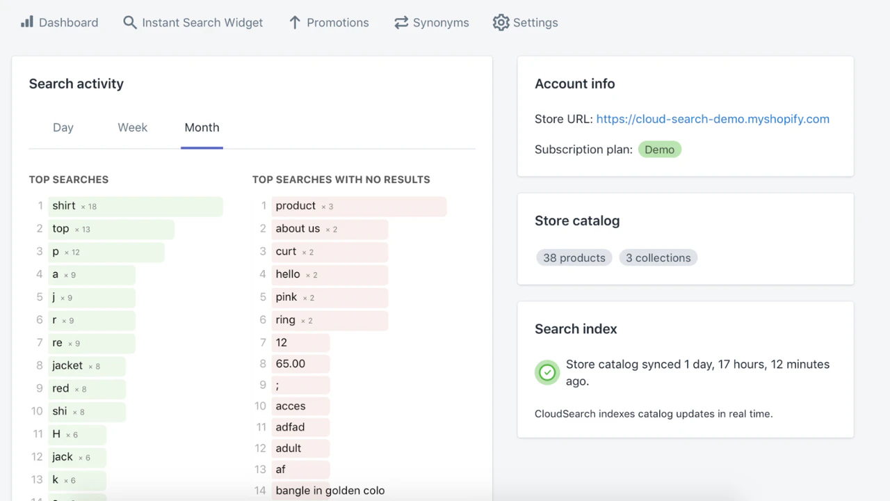 Cloud Søg Dashboard