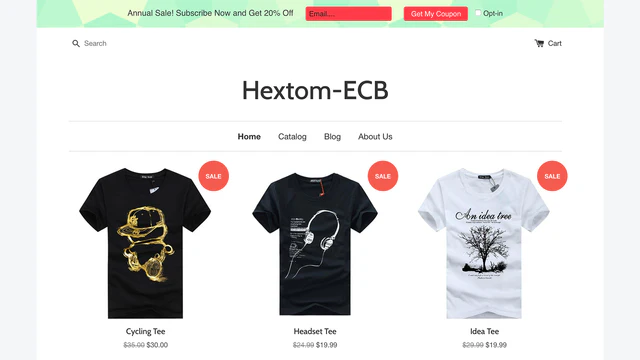 Shopify App Email Collection Bar por Hextom Aumenta Lista de E-mails de Clientes L